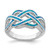 Sterling Silver Rhodium-plated Lab Created Blue Opal Inlay Celtic Knot Ring - QR-7CD8FEDC-8974
