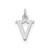 Sterling Silver Rhodium-plated Letter V Initial Charm