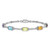 Sterling Silver Rhodium-plated Multi Gemstone & Diamond Tennis Bracelet