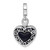 Sterling Silver Rhodium-plated Onyx Enameled Heart Ash Holder Bead/Pendant