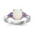 Sterling Silver Rhodium-plated Oval Created Opal w/Purple CZ Ring - QR-7CFE9C49-1149