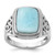 Sterling Silver Rhodium-plated Oxidized with Rectangular Larimar Ring - QR-1B7D0124-4098