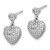 Sterling Silver Rhodium-plated Pave CZ Heart Dangle Post Earrings