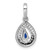 Sterling Silver Rhodium-plated Pear-shape Blue and White CZ Teardrop Pendant