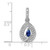 Sterling Silver Rhodium-plated Pear-shape Blue and White CZ Teardrop Pendant