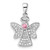 Sterling Silver Rhodium-plated Pink and Clear CZ Angel Pendant