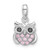 Sterling Silver Rhodium-plated Pink/Black CZ Owl Pendant