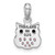 Sterling Silver Rhodium-plated Pink/Black CZ Owl Pendant