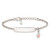 Sterling Silver Rhodium-plated Polished & Pink Enameled Crown with 1 Inch Extension Children's ID Bracelet