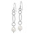 Sterling Silver Rhodium-plated Polished & Twisted White 8-9mm Freshwater Cultured Pearl Dangle Earrings