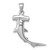 Sterling Silver Rhodium-plated Polished 3D Hammerhead Shark Pendant