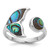 Sterling Silver Rhodium-plated Polished Abalone Whale Tail Size 8 Ring
