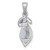 Sterling Silver Rhodium-plated Polished Amethyst and Green Quartz Leaf Pendant