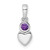 Sterling Silver Rhodium-plated Polished Amethyst Heart Pendant