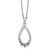Sterling Silver Rhodium-plated Polished Amethyst Teardrop 16 Inch with 2 Inch Extension Necklace