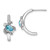 Sterling Silver Rhodium-plated Polished and Antiqued Blue Crystal Turtle J-Hoop Earrings