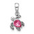 Sterling Silver Rhodium-plated Polished and Antiqued Crystal October Birthstone Turtle Pendant
