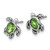 Sterling Silver Rhodium-plated Polished and Antiqued Green Crystal August Birthstone Turtle Earrings