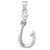 Sterling Silver Rhodium-plated Polished and Antiqued Hook Pendant