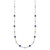 Sterling Silver Rhodium-plated Polished and Beaded Bezel-set Round Blue CZ 16 Inch with 2 Inch Extension Necklace
