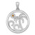 Sterling Silver Rhodium-plated Polished and Beaded Citrine and Light Swiss Blue Topaz Beach Scene Circle Pendant
