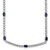 Sterling Silver Rhodium-plated Polished and Beaded Fancy Oval Blue and Round White CZ 17 Inch Necklace