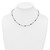 Sterling Silver Rhodium-plated Polished and Beaded Fancy Oval Blue and Round White CZ 17 Inch Necklace