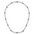 Sterling Silver Rhodium-plated Polished and Beaded Fancy Oval Blue and Round White CZ 17 Inch Necklace