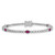 Sterling Silver Rhodium-plated Polished and Beaded Fancy Oval Red and Round White CZ 7 Inch Bracelet