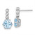 Sterling Silver Rhodium-plated Polished and Beaded Round Sky Blue and White Topaz Dangle Post Earrings