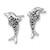 Sterling Silver Rhodium-plated Polished and Oxidized Filigree Dolphin Post Earrings