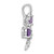 Sterling Silver Rhodium-plated Polished and Textured Amethyst and Rose de France Quartz Floral Chain Slide
