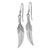 Sterling Silver Rhodium-plated Polished and Textured Feather Dangle Shepherd Hook Earrings