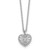 Sterling Silver Rhodium-plated Polished Beaded and Textured CZ Heart 16 Inch with 2 Inch Extension Necklace