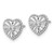 Sterling Silver Rhodium-plated Polished Beaded and Textured CZ Heart Post Earrings