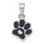 Sterling Silver Rhodium-plated Polished Black Enamel Paw Print with Heart Pendant