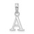 Sterling Silver Rhodium-plated Polished Block Initial -A- Pendant