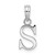 Sterling Silver Rhodium-plated Polished Block Initial -S- Pendant