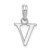 Sterling Silver Rhodium-plated Polished Block Initial -V- Pendant