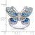 Sterling Silver Rhodium-plated Polished Blue & White CZ Butterfly Ring - QR-9D6929A8-8078