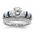 Sterling Silver Rhodium-plated Polished Blue & White CZ Engagement & Band R - QR-3B37A200-5446