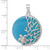 Sterling Silver Rhodium-Plated Polished Blue Agate Turtle and Reef Round Pendant