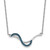 Sterling Silver Rhodium-Plated Polished Blue Crystal Fashion Wave 16.5 inch with a 1 inch extention Necklace