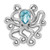 Sterling Silver Rhodium-plated Polished Blue Crystal Octopus Chain Slide