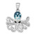 Sterling Silver Rhodium-plated Polished Blue Crystal Octopus Pendant