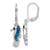 Sterling Silver Rhodium-plated Polished Blue Crystal Seahorse Dangle Earrings