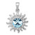 Sterling Silver Rhodium-Plated Polished Blue Crystal Sun Pendant