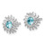 Sterling Silver Rhodium-Plated Polished Blue Crystal Sun Post Earrings