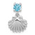 Sterling Silver Rhodium-plated Polished Blue CZ  Shell Chain Slide Pendant