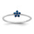 Sterling Silver Rhodium-plated Polished Blue CZ Flower Ring - QR-A6821AAE-8596